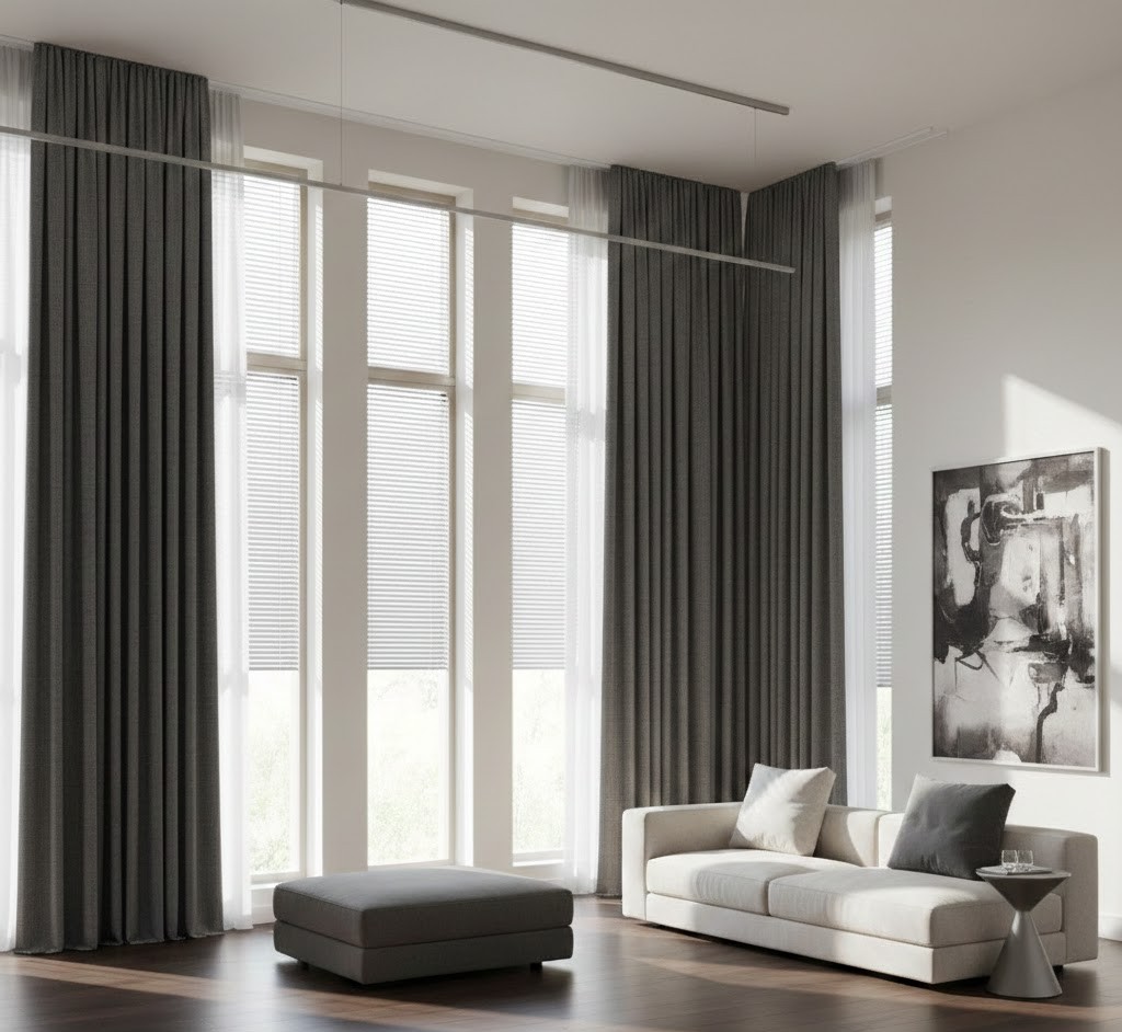 Sophisticated interior with premium window treatments